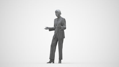 realistic 3D woman business, scanned archviz people for Blender and 3ds Max, wireframe back view