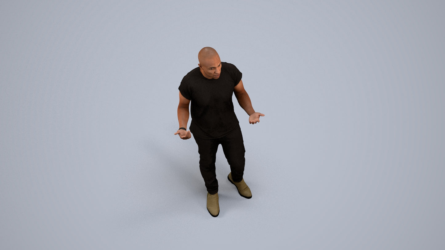 photogrammetry 3D man casual standing, realistic human model archviz FBX, back view render