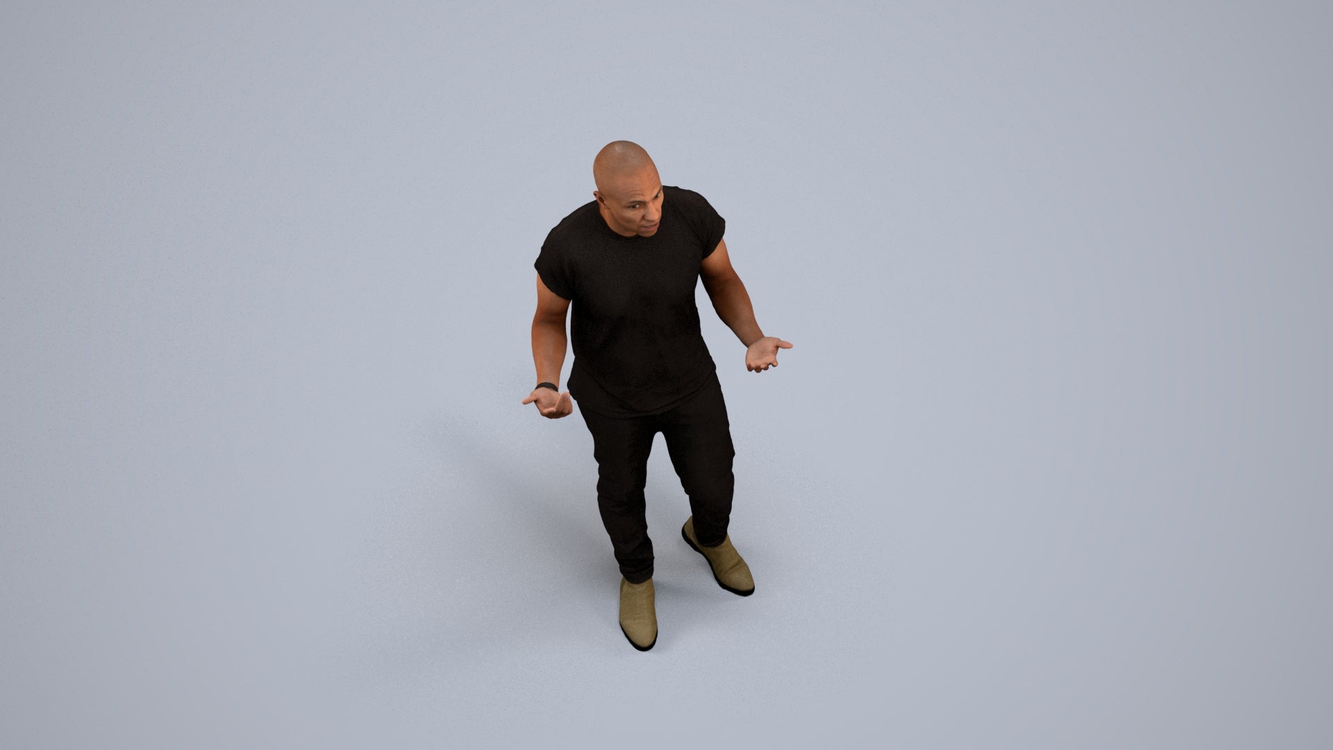 photogrammetry 3D man casual standing, realistic human model archviz FBX, back view render