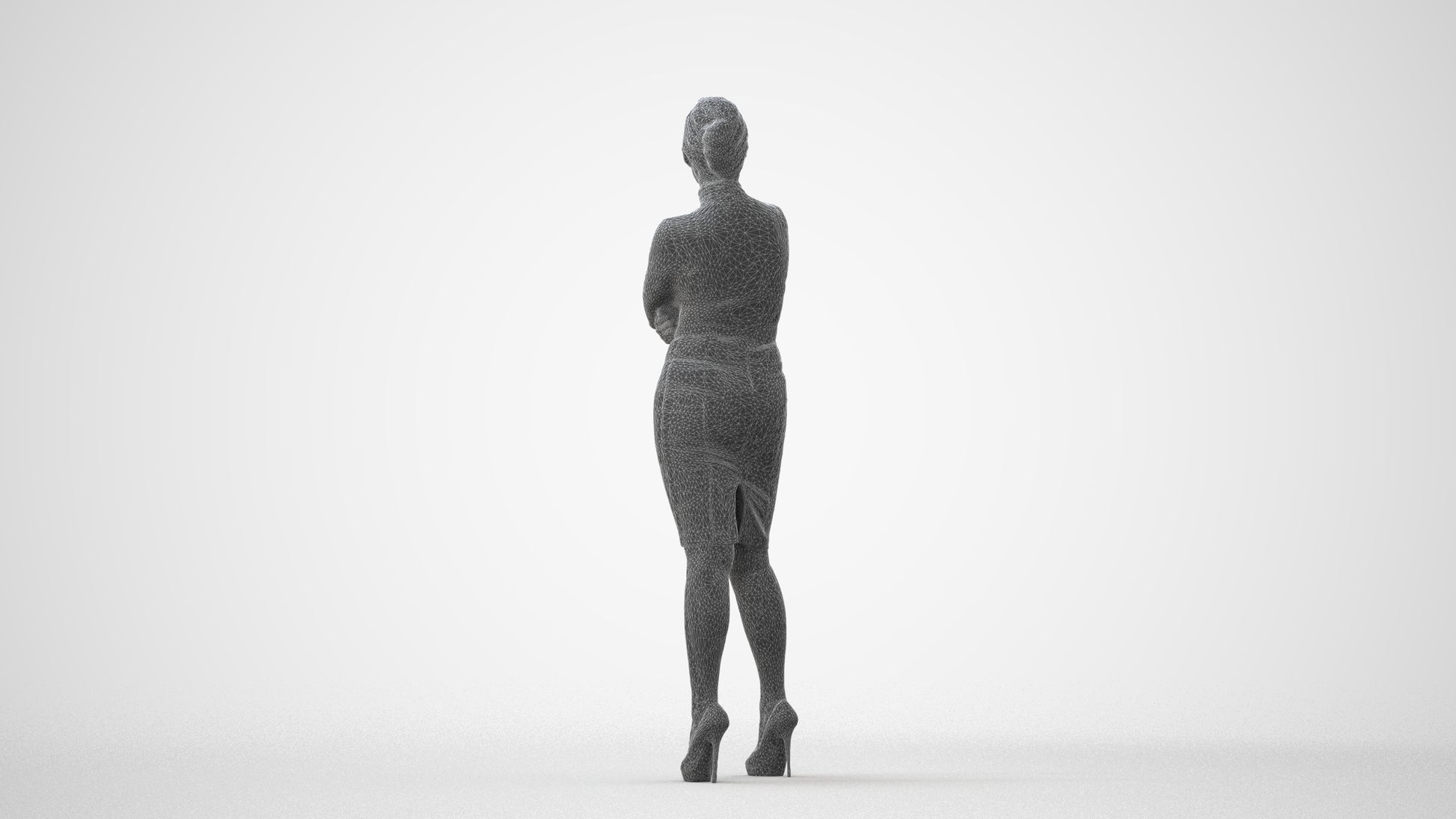 3D people model woman business standing, scanned human for 3ds Max rendering, square thumbnail