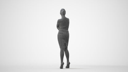 3D people model woman business standing, scanned human for 3ds Max rendering, square thumbnail