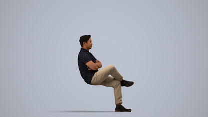 realistic 3D people man casual business, render-ready for V-Ray and Corona, FBX OBJ, side view render