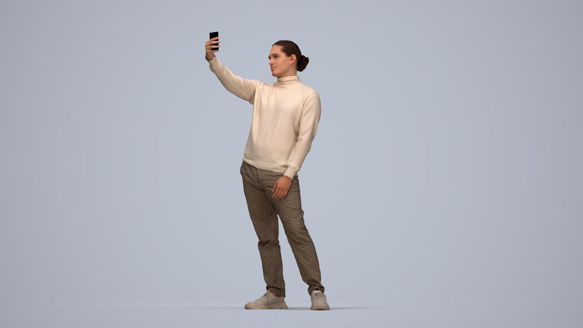 3D scanned man standing casual, photorealistic archviz people for Enscape and SketchUp, top-down view render
