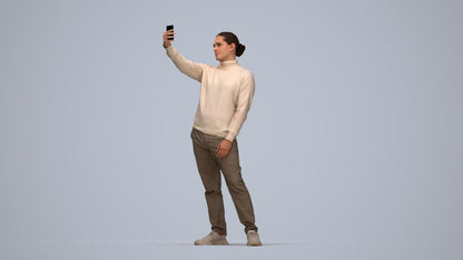 3D scanned man standing casual, photorealistic archviz people for Enscape and SketchUp, top-down view render