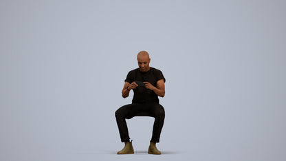 realistic 3D people man casual sitting, render-ready for V-Ray and Corona, FBX OBJ, standing pose render