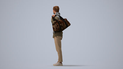 realistic 3D people man casual standing, render-ready for V-Ray and Corona, FBX OBJ, three-quarter view render