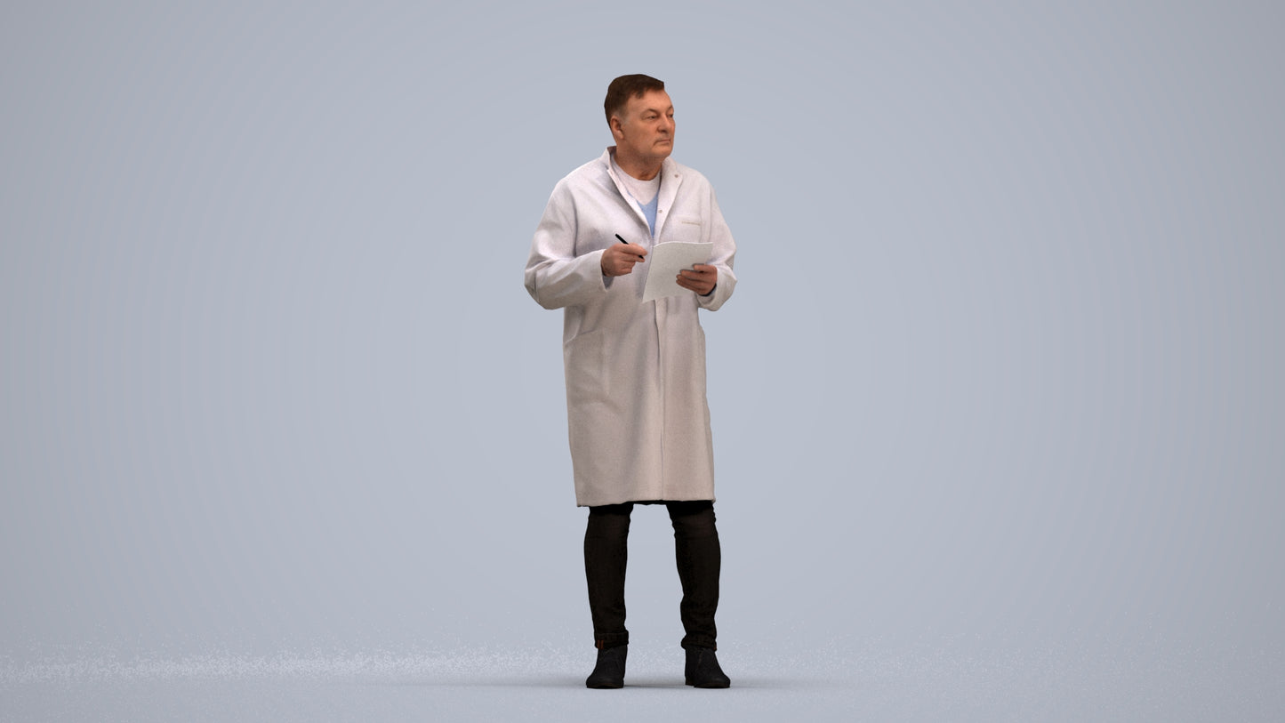 realistic 3D people man medical, render-ready for V-Ray and Corona, FBX OBJ, standing pose render