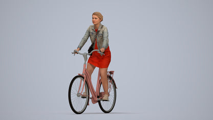 realistic 3D people woman casual cycling, render-ready for V-Ray and Corona, FBX OBJ, top-down view render