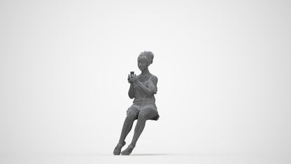 realistic 3D human girl casual kids, archviz people FBX OBJ for Blender, wireframe back view