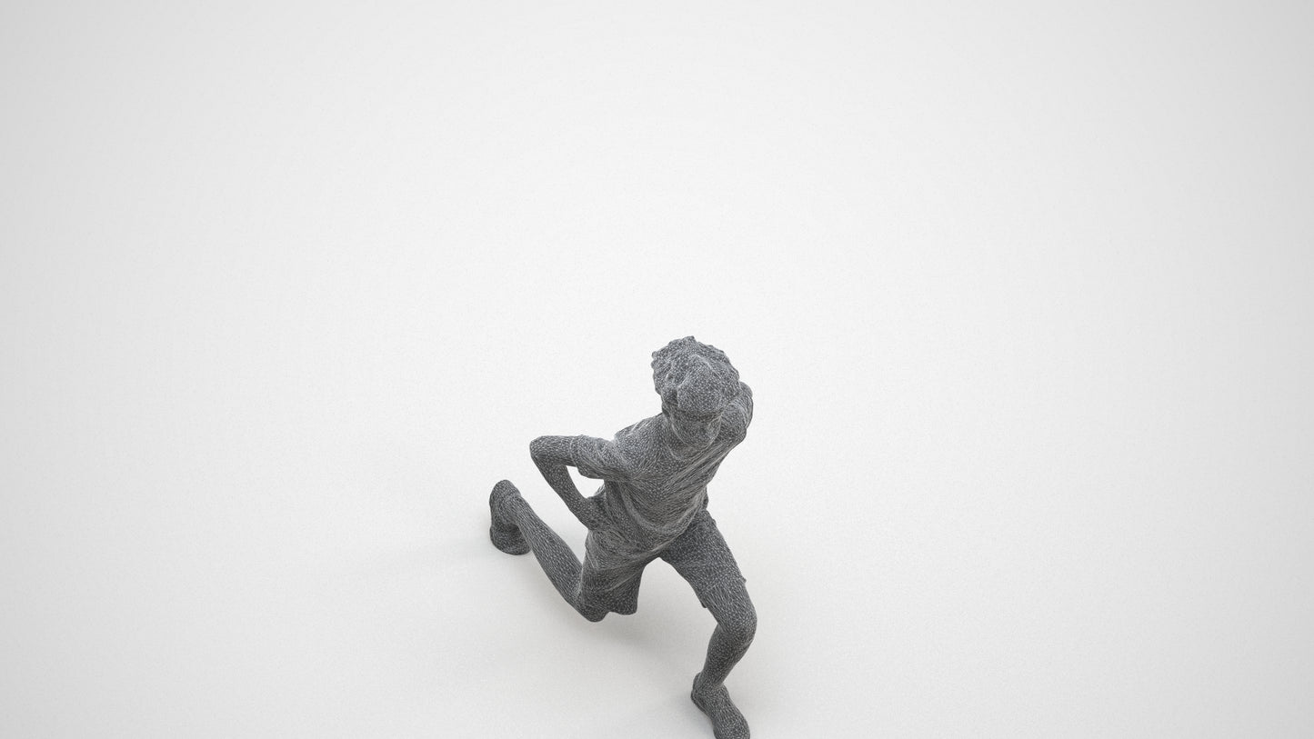 3D people model boy casual kids, scanned human for 3ds Max rendering, wireframe three-quarter view