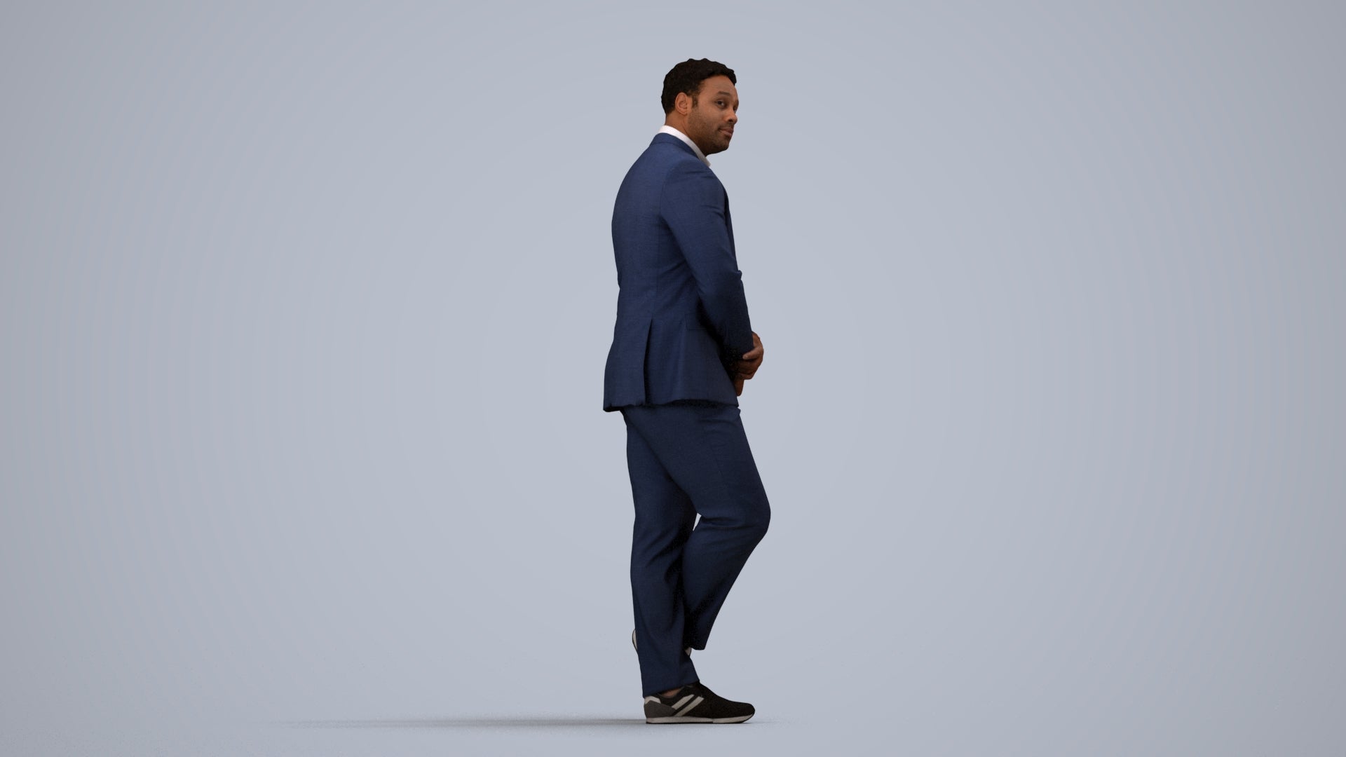 realistic 3D man business, scanned archviz people for Blender and 3ds Max, side view render