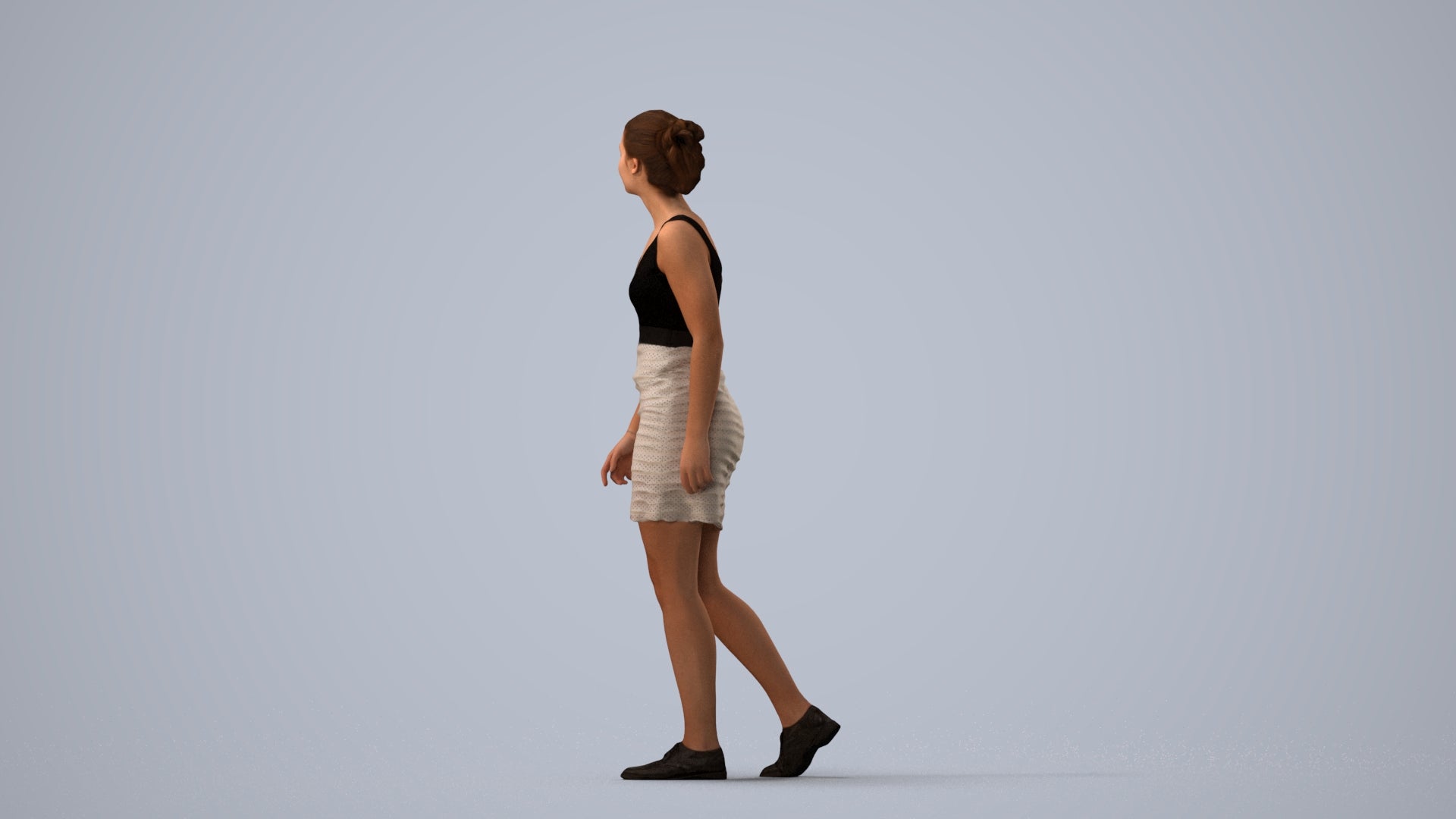 photogrammetry 3D girl casual kids, realistic human model archviz FBX, three-quarter view render