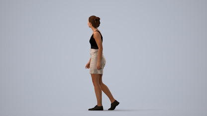 photogrammetry 3D girl casual kids, realistic human model archviz FBX, three-quarter view render