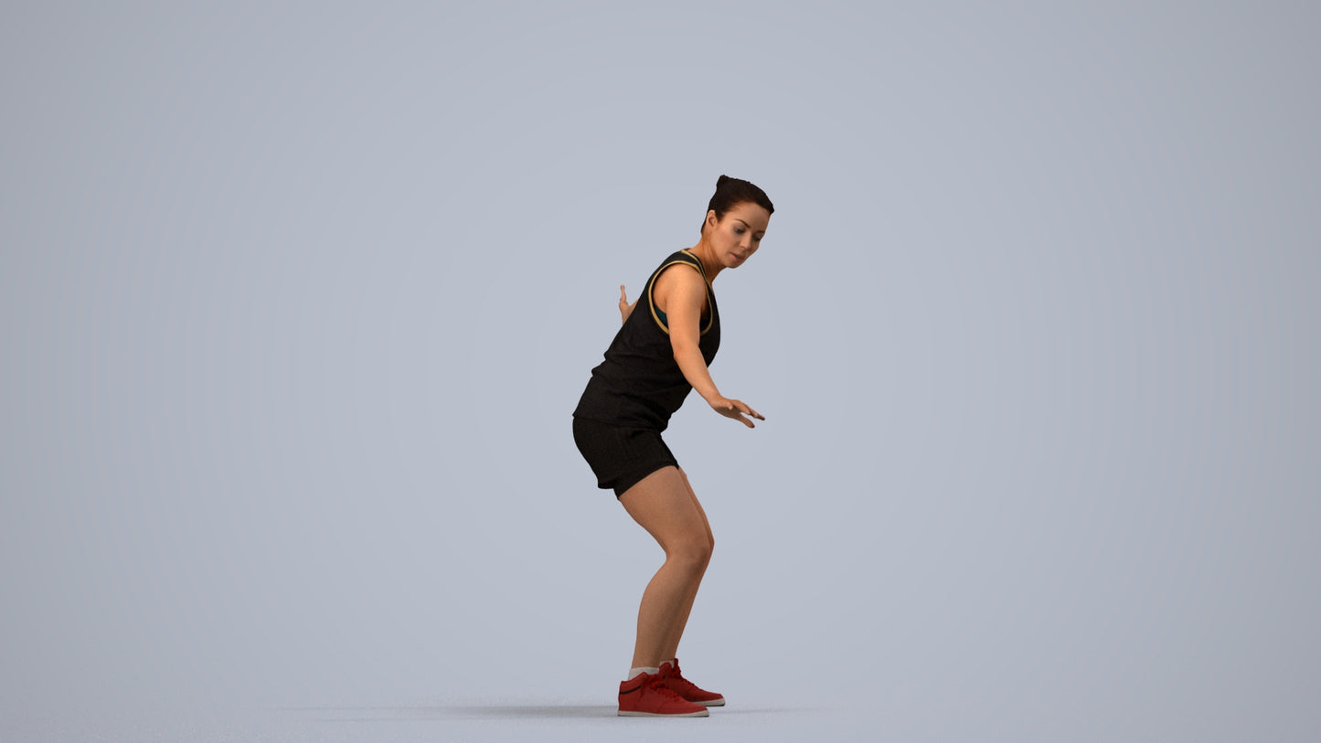 photogrammetry 3D woman sport, realistic human model archviz FBX, side view render