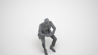 scanned 3D man business, photogrammetry people for Enscape and V-Ray, wireframe three-quarter view