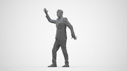 realistic 3D human man formal dancing, archviz people FBX OBJ for Blender, wireframe back view