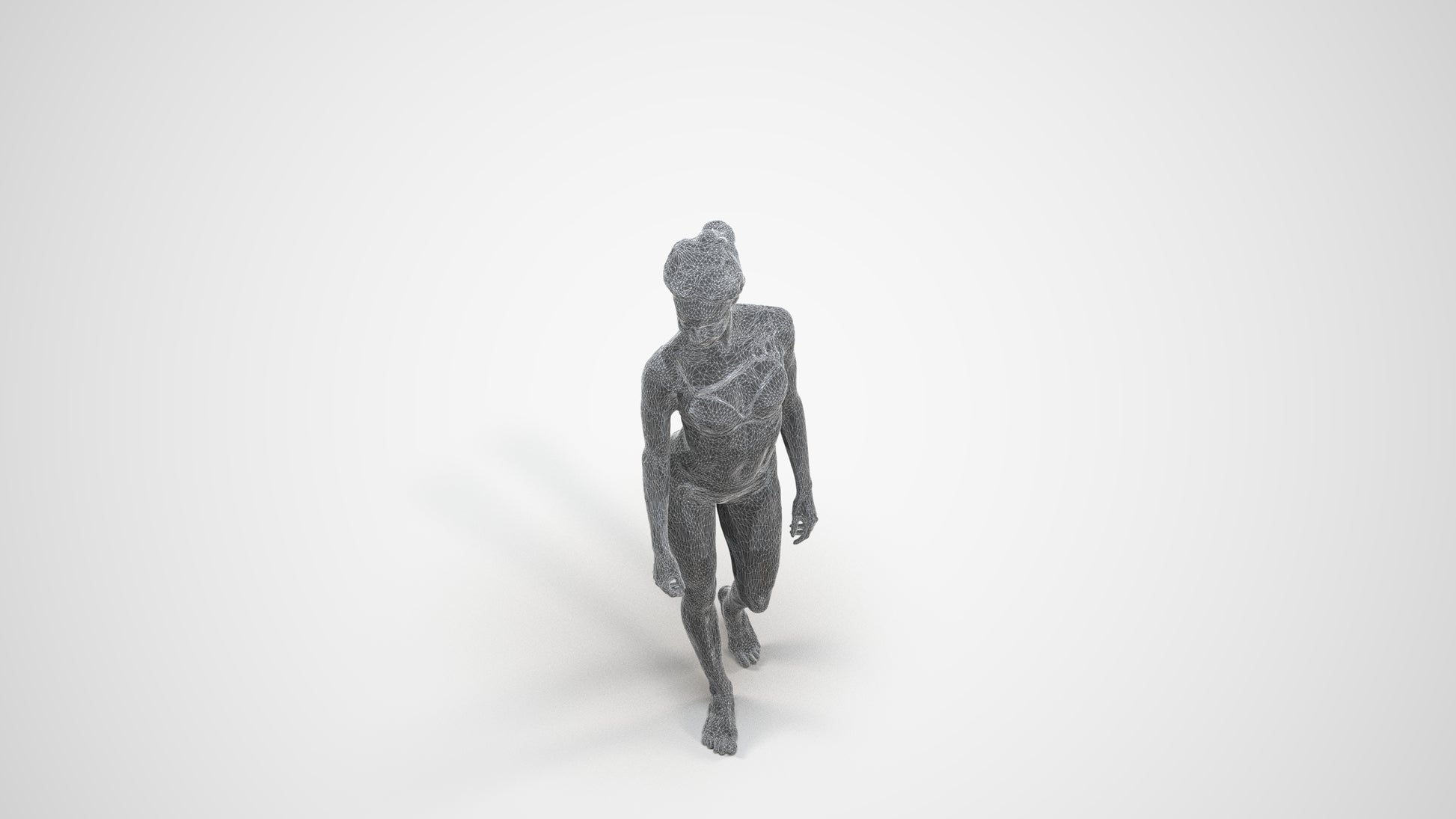 scanned 3D woman pool, photogrammetry people for Enscape and V-Ray, wireframe three-quarter view