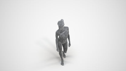 scanned 3D woman pool, photogrammetry people for Enscape and V-Ray, wireframe three-quarter view