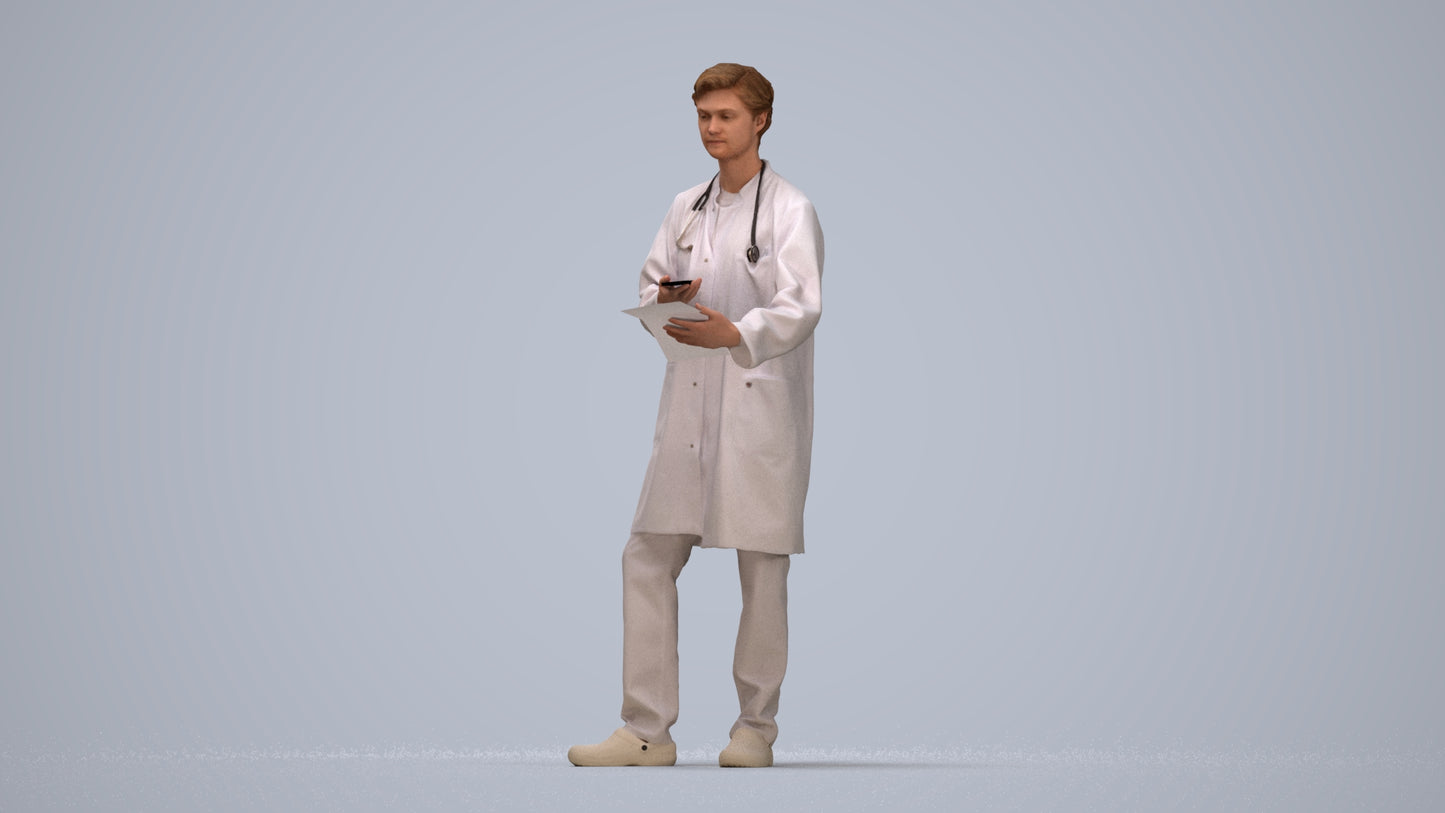 3D human model man medical, photogrammetry scanned person for archviz, top-down view render