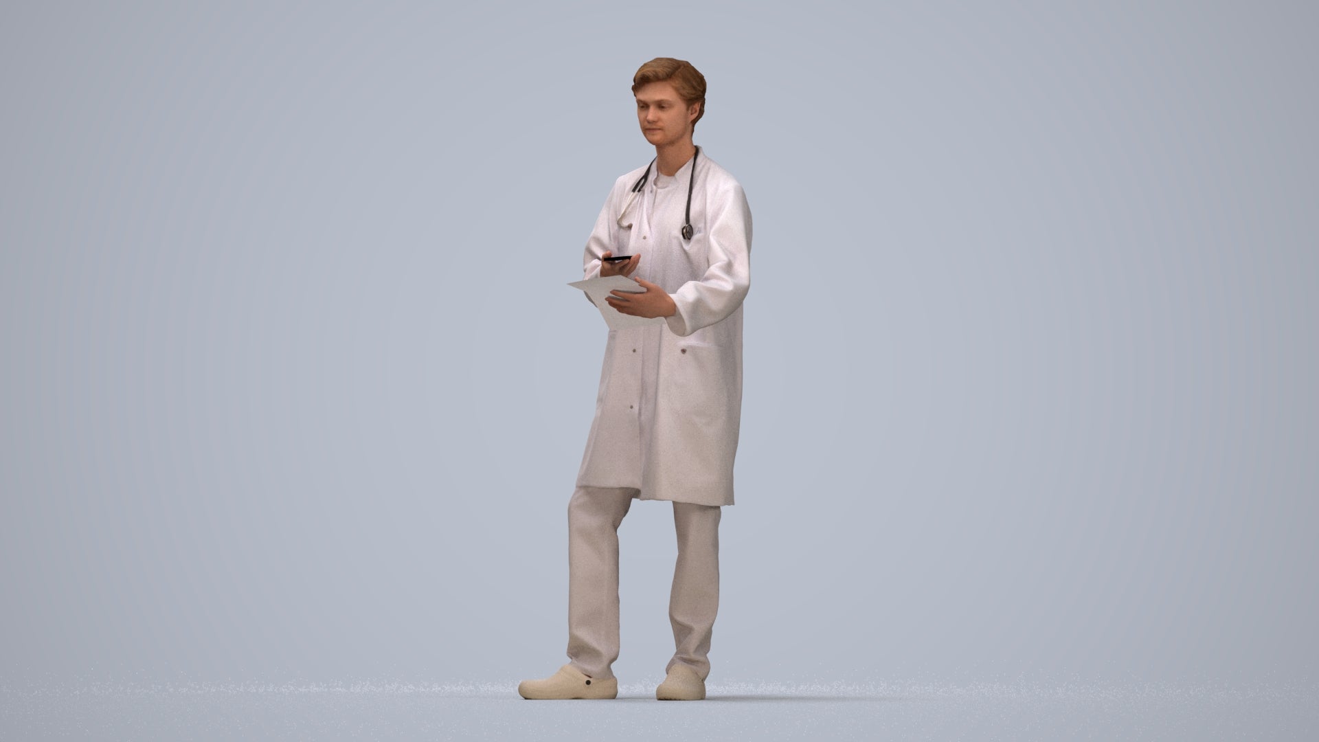 3D human model man medical, photogrammetry scanned person for archviz, top-down view render