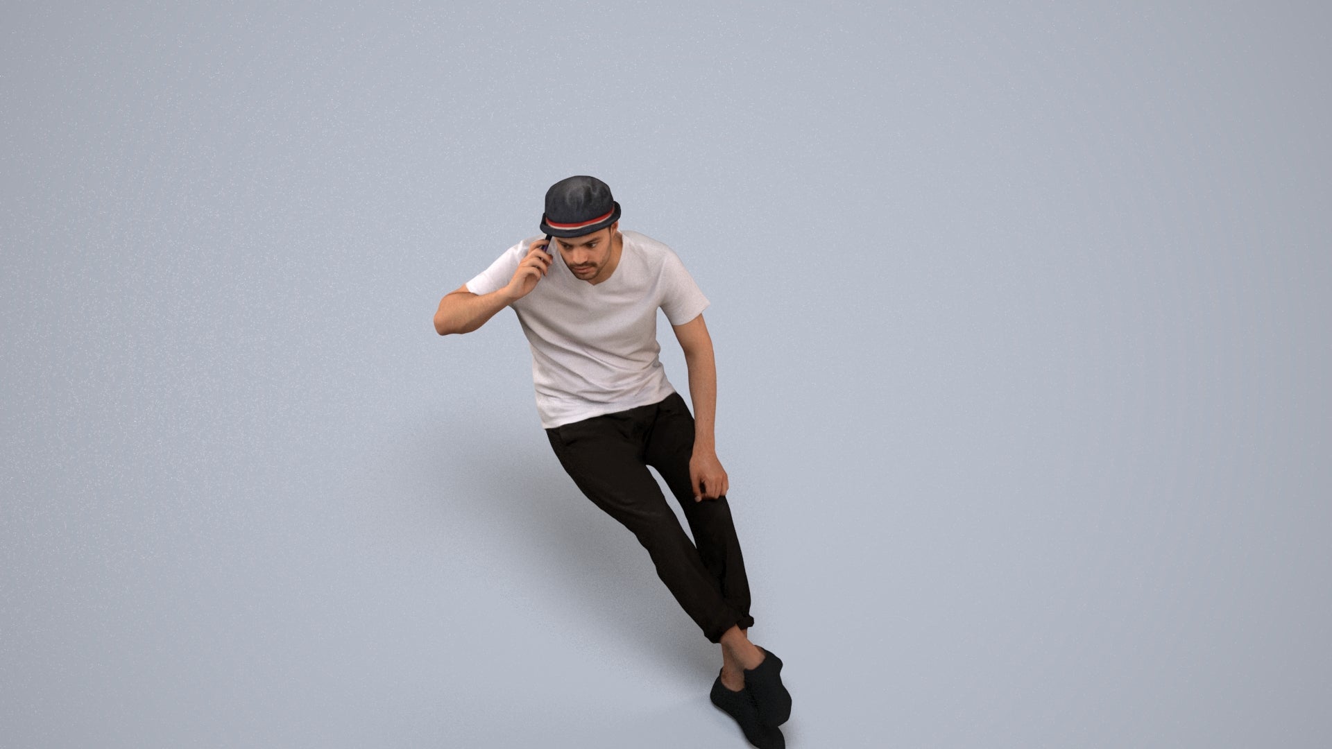 photogrammetry 3D man casual sitting, realistic human model archviz FBX, back view render