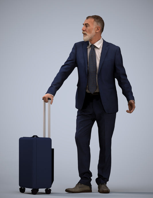 realistic 3D senior man business, scanned archviz people for Blender and 3ds Max