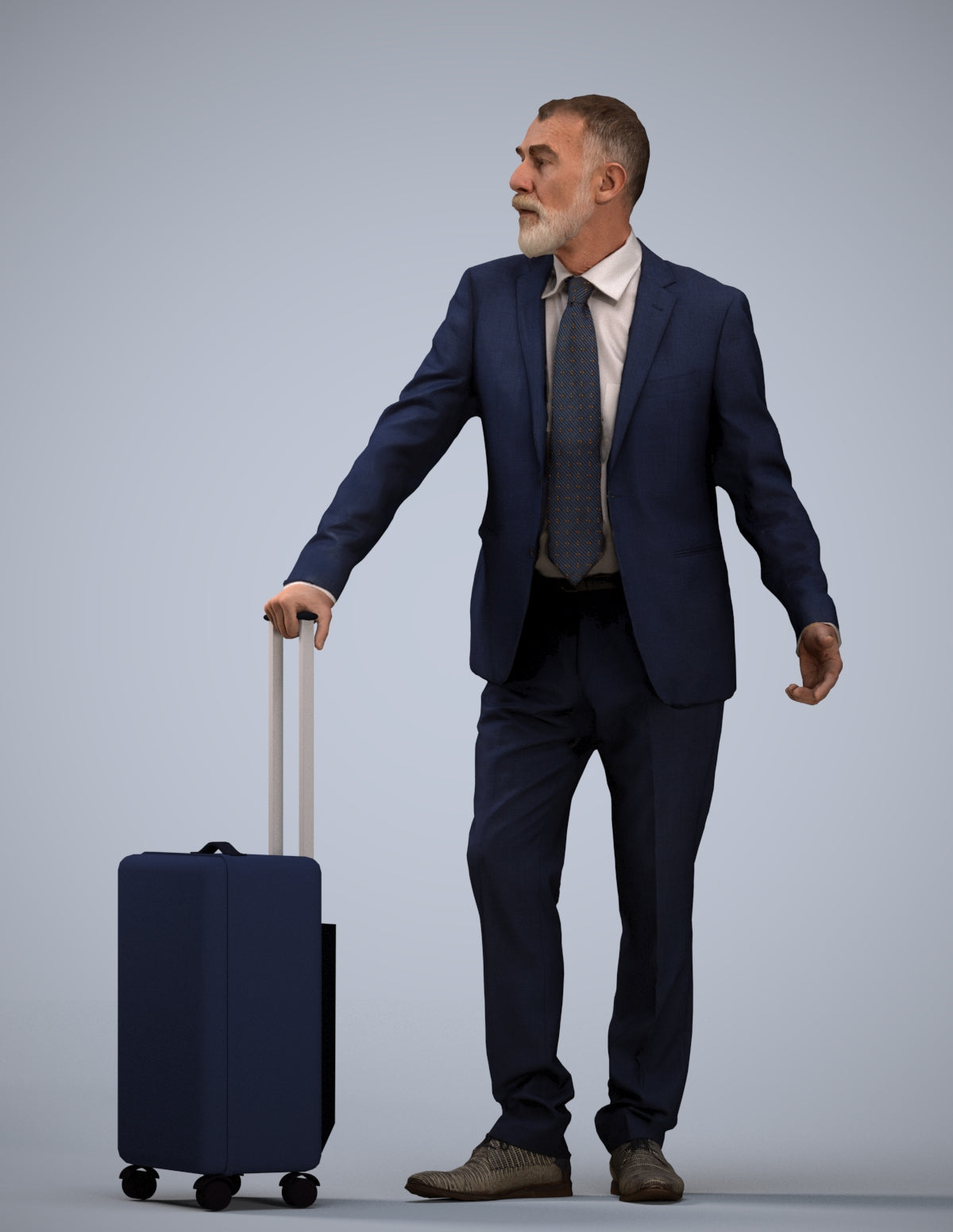 realistic 3D senior man business, scanned archviz people for Blender and 3ds Max