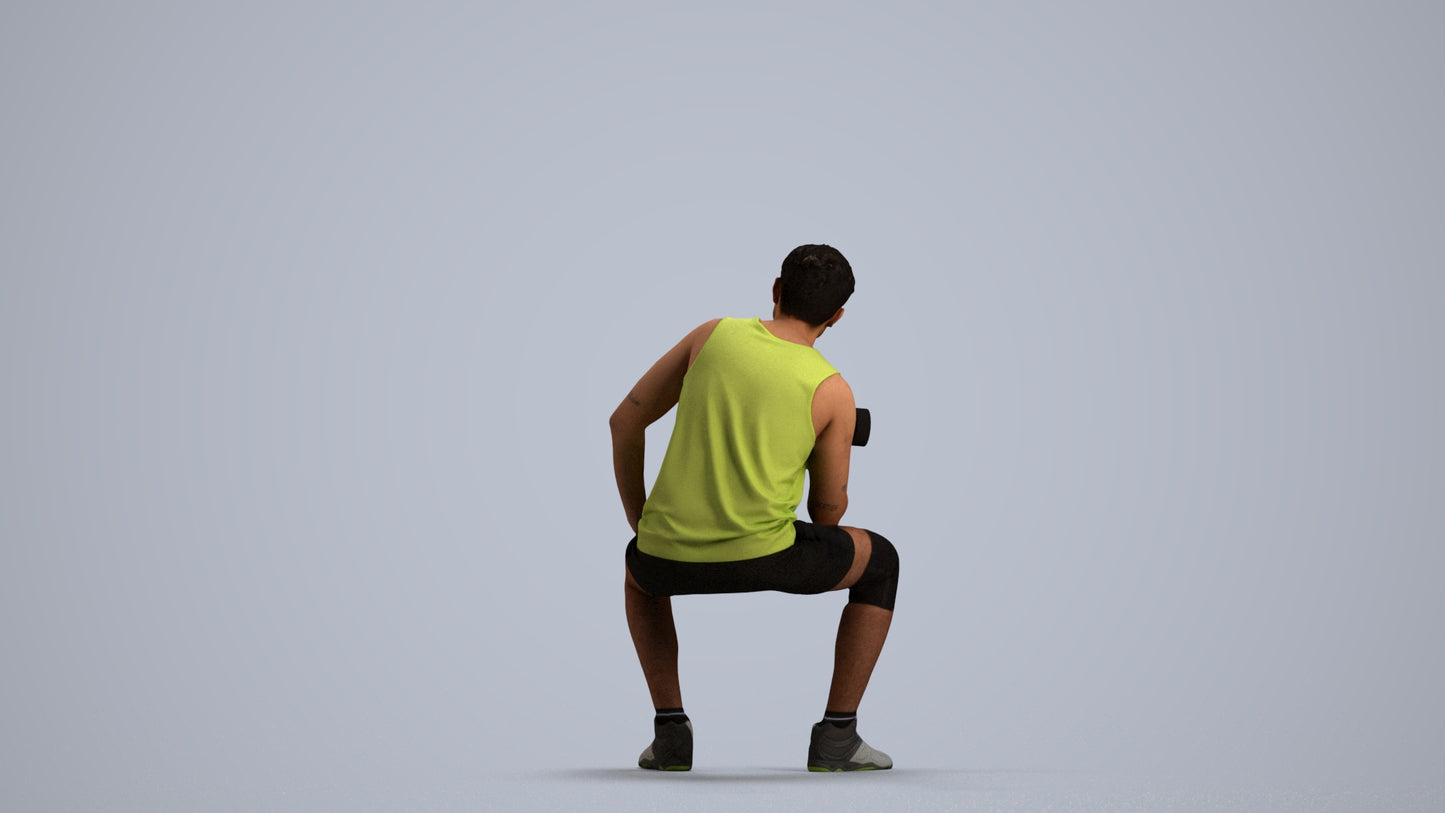 3D people model man sport, scanned human for 3ds Max rendering, front view render