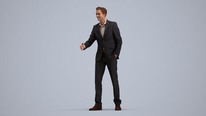 realistic 3D human man business, archviz people FBX OBJ for Blender, standing pose render