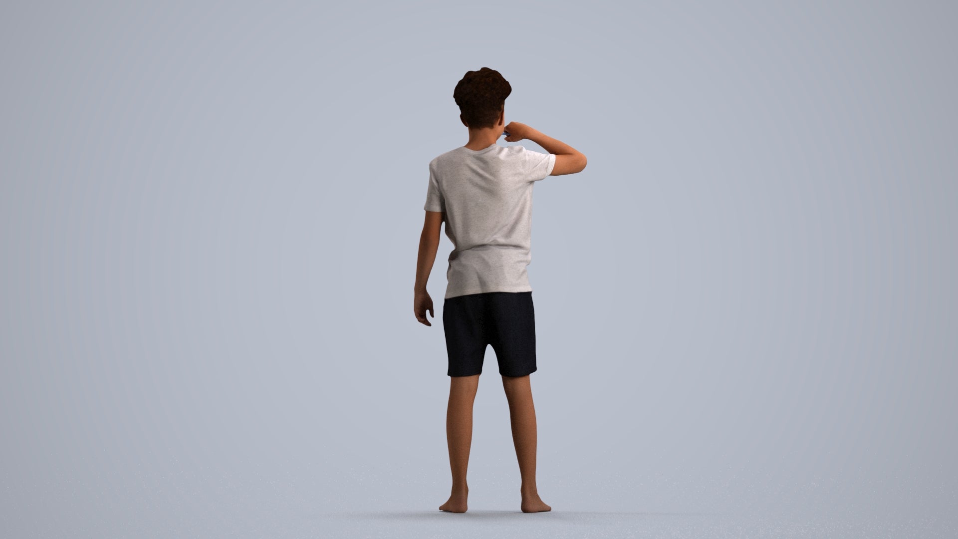 3D scanned boy kids, photorealistic archviz people for Enscape and SketchUp, front view render