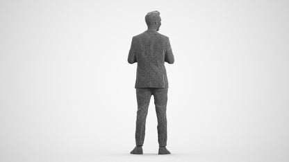 3D human model man formal formalaffairs, photogrammetry scanned person for archviz, wireframe front view