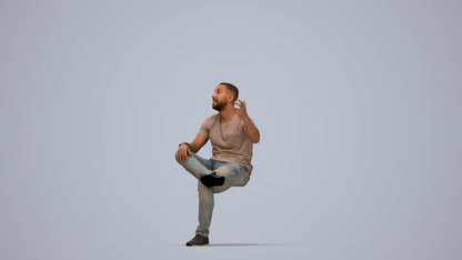 realistic 3D people man casual sitting, render-ready for V-Ray and Corona, FBX OBJ, top-down view render