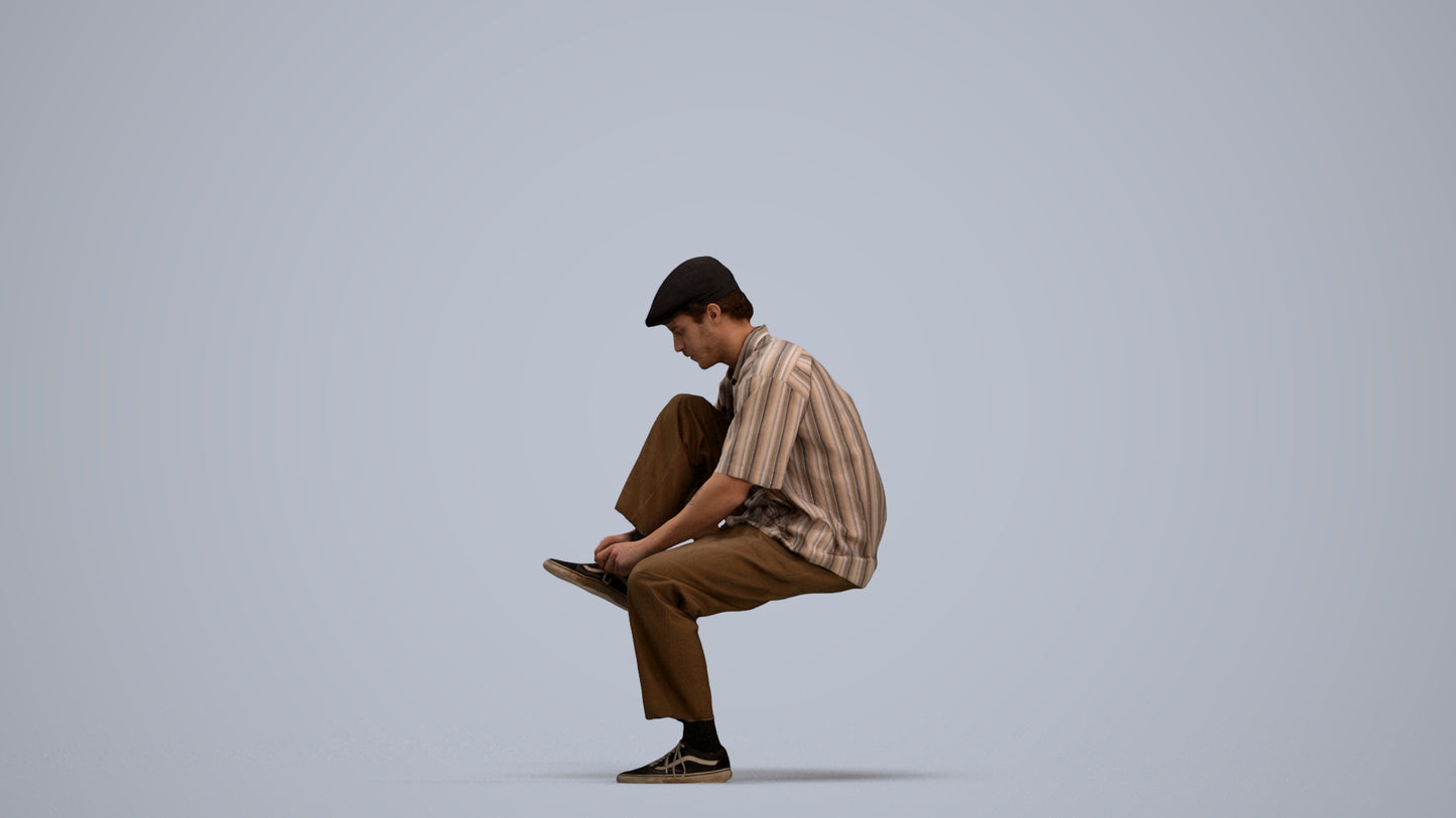 3D scanned man sitting casual, photorealistic archviz people for Enscape and SketchUp, standing pose render