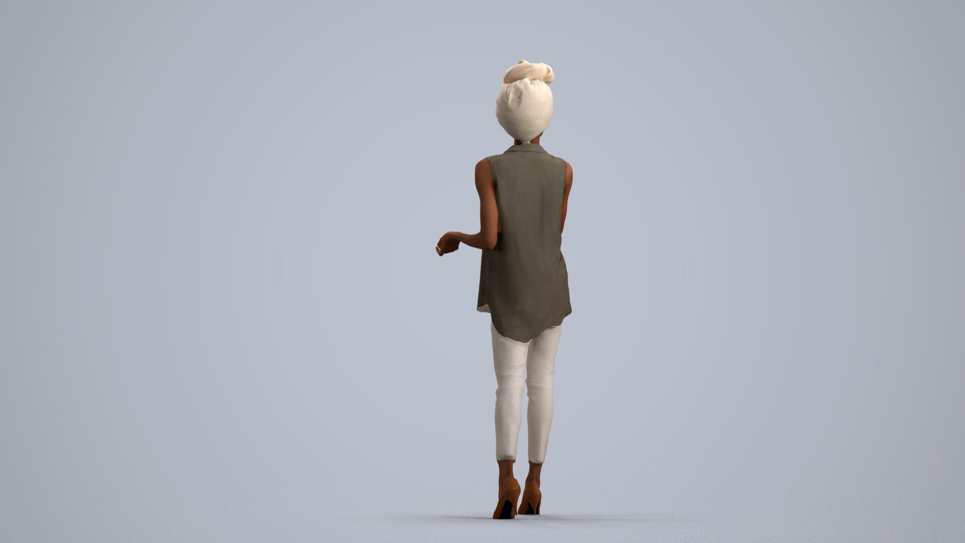 scanned 3D woman casual walking, photogrammetry people for Enscape and V-Ray, front view render