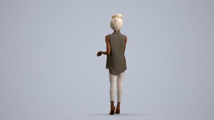 scanned 3D woman casual walking, photogrammetry people for Enscape and V-Ray, front view render