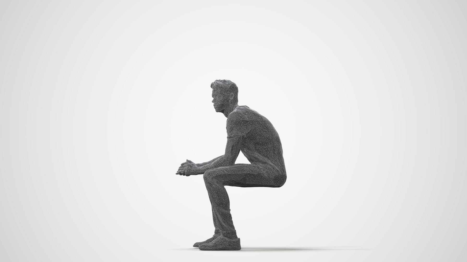realistic 3D man casual sitting, scanned archviz people for Blender and 3ds Max, square thumbnail