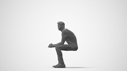 realistic 3D man casual sitting, scanned archviz people for Blender and 3ds Max, square thumbnail