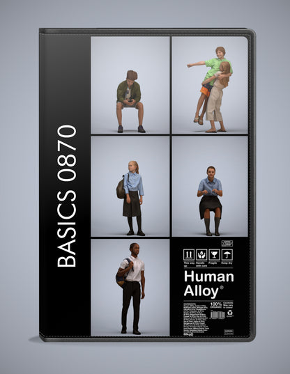 scanned 3D people kids collection, 5 photogrammetry models for Enscape and V-Ray