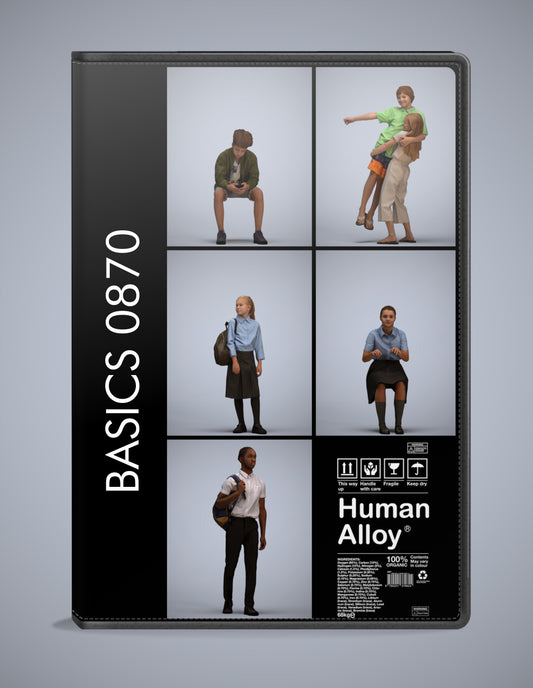 scanned 3D people kids collection, 5 photogrammetry models for Enscape and V-Ray