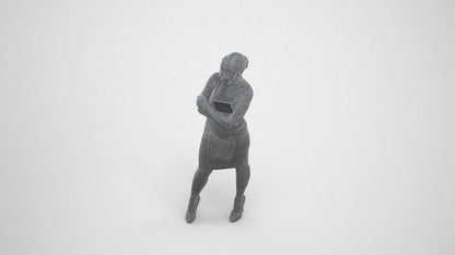 3D people model woman business standing, scanned human for 3ds Max rendering, wireframe three-quarter view