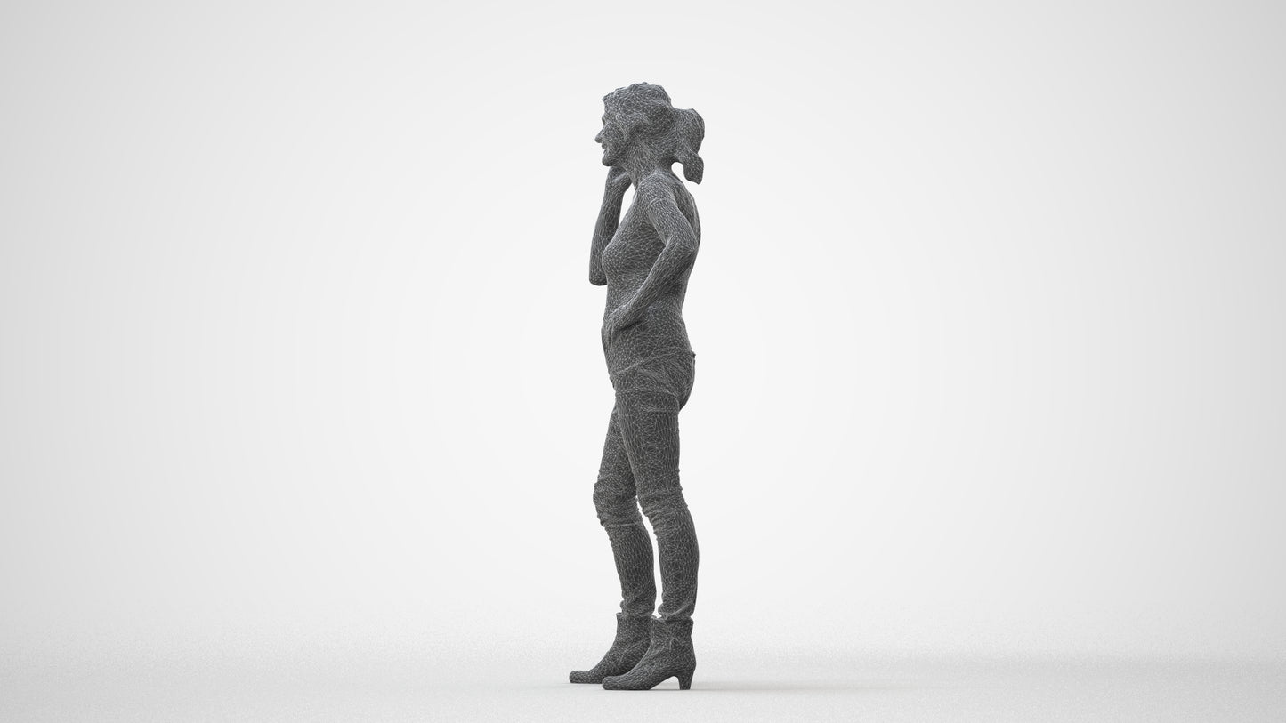 realistic 3D human senior woman casual standing, archviz people FBX OBJ for Blender, square thumbnail