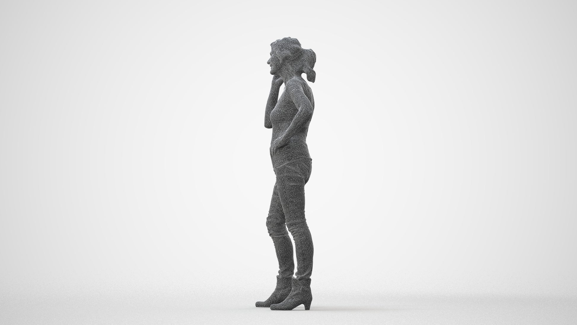 realistic 3D human senior woman casual standing, archviz people FBX OBJ for Blender, square thumbnail