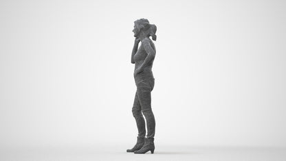 realistic 3D human senior woman casual standing, archviz people FBX OBJ for Blender, square thumbnail