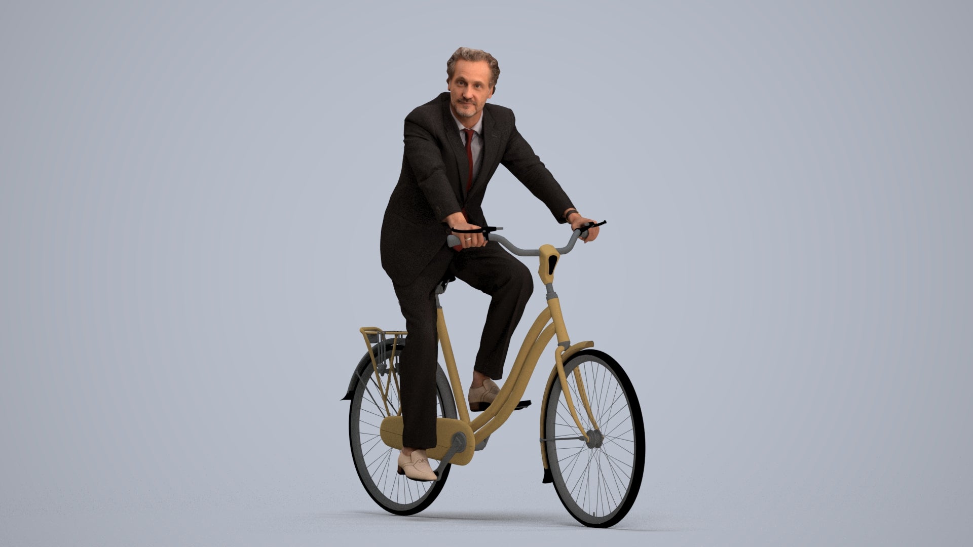 realistic 3D people man business cycling, render-ready for V-Ray and Corona, FBX OBJ, standing pose render