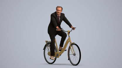 realistic 3D people man business cycling, render-ready for V-Ray and Corona, FBX OBJ, standing pose render