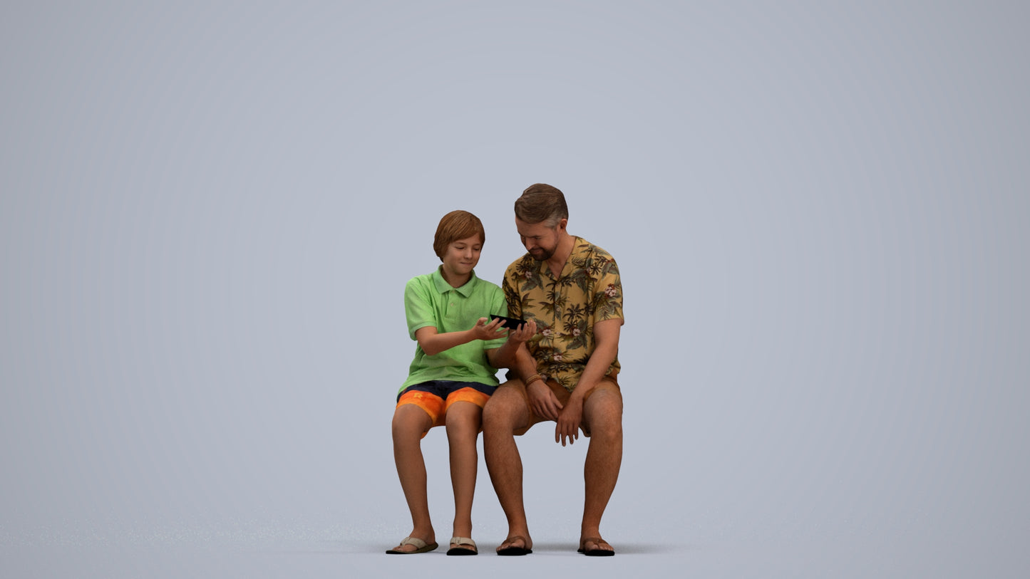 realistic 3D boy kids, scanned archviz people for Blender and 3ds Max, standing pose render