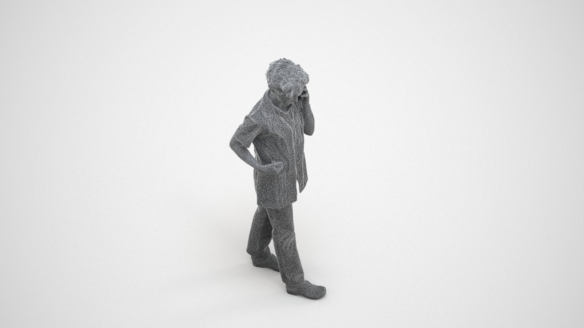 photogrammetry 3D woman medical, realistic human model archviz FBX, wireframe three-quarter view