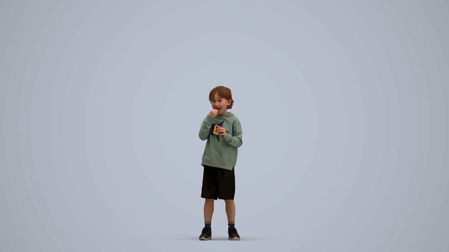 3D scanned boy kids casual, photorealistic archviz people for Enscape and SketchUp, standing pose render