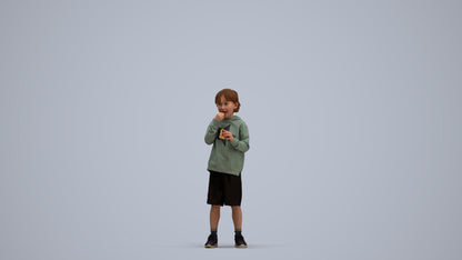 3D scanned boy kids casual, photorealistic archviz people for Enscape and SketchUp, standing pose render