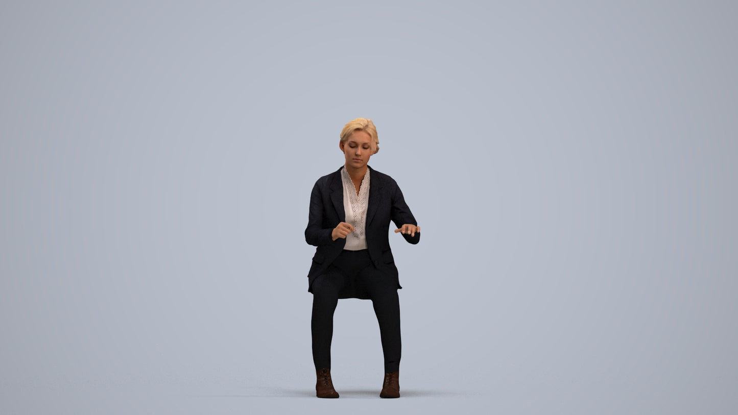realistic 3D woman business, scanned archviz people for Blender and 3ds Max, standing pose render